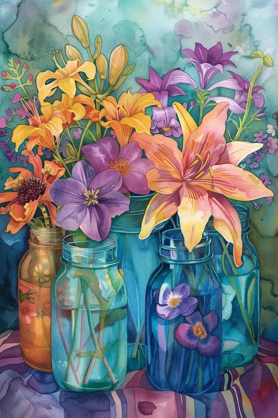 Paint by Numbers Kit Colorful Flowers