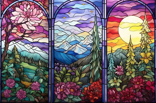 Paint by Numbers Kit Stained Glass Style Landscape