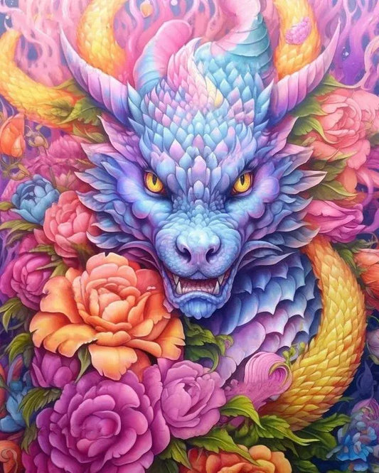Paint by Numbers Kits Dragon in Flowers