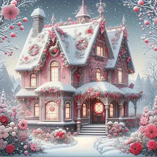 Paint by Numbers Kit Christmas Pink House