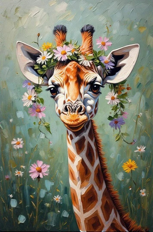 Paint by Numbers Kit Flowers and Giraffes