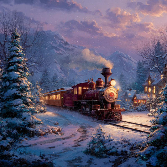 Paint by Numbers Kit Train On The Snow