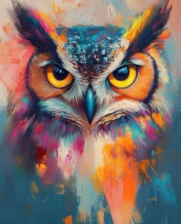 Paint by Numbers Kits Abstract Colorful Owl