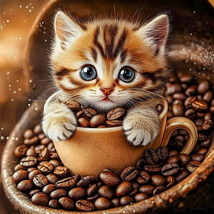 Paint by Numbers Kit Cats And Coffee Beans