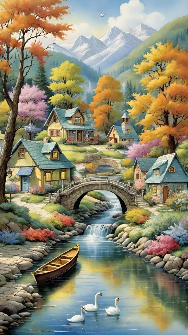 Paint by Numbers Kit Autumn Scenery