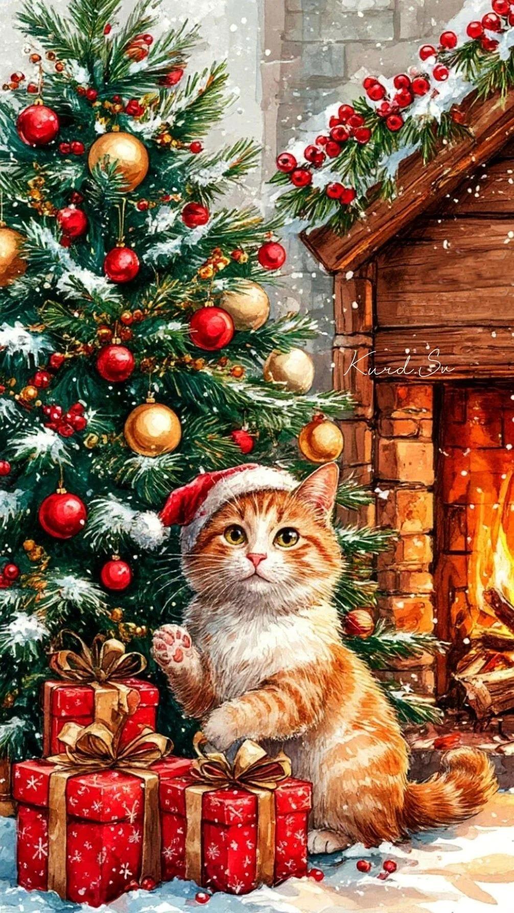 Paint by Numbers Kit Christmas Cat