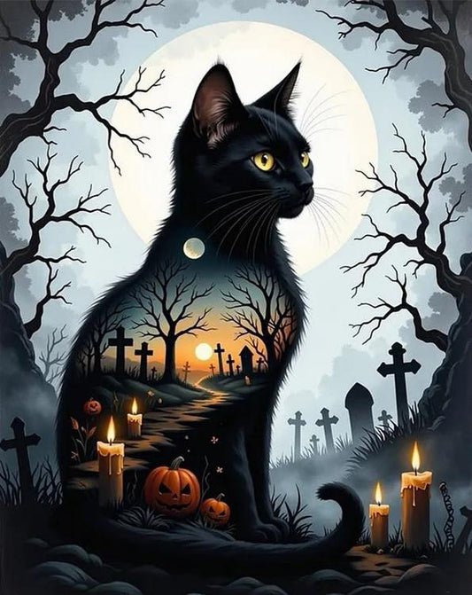 Paint by Numbers Kits Black Cat Scenery