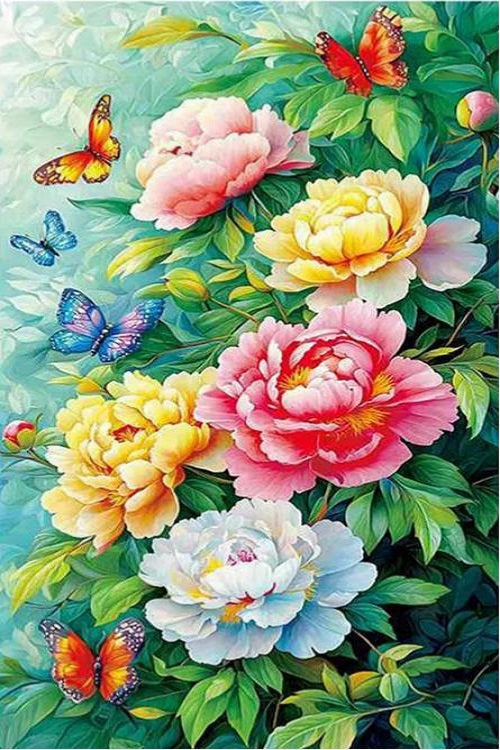Paint by Numbers Kit Flowers And Butterflies