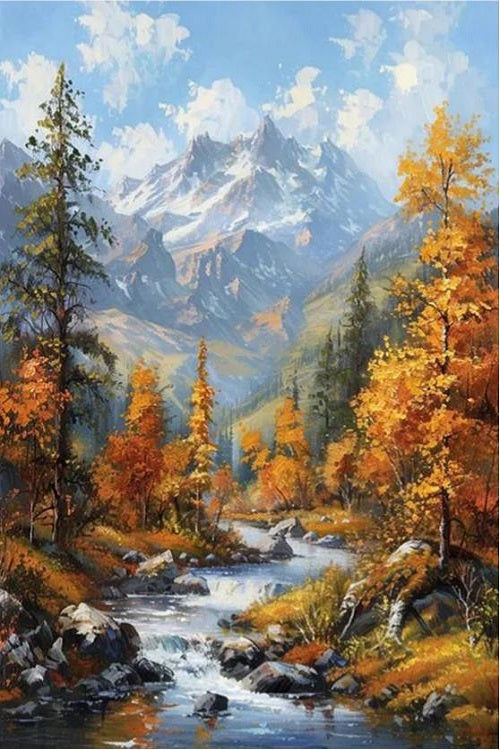 Paint by Numbers Kit Snow Mountain Scenery