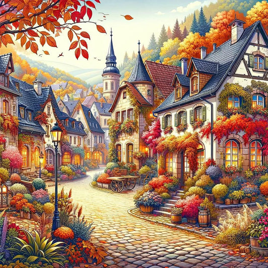Paint by Numbers Kit Autumn Scenery Town