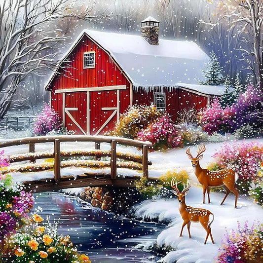 Paint by Numbers Kit Winter Scene