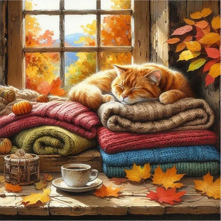 Paint by Numbers Kit Sleeping Cat