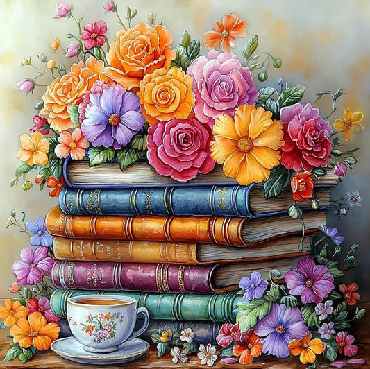 Paint by Numbers Kit Flowers and Books