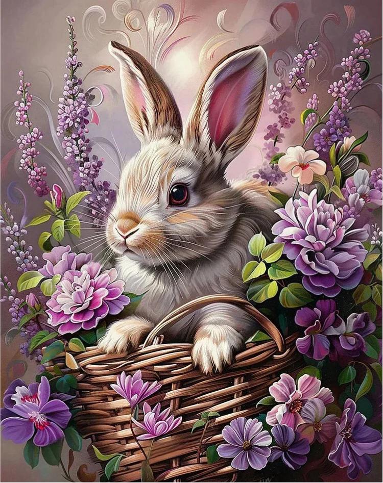 Paint By Numbers Rabbot Paint by Numbers Kits Rabbit In The Basket – diyartpaint