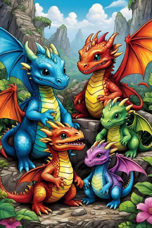 Paint by Numbers Kit Four Little Dragons