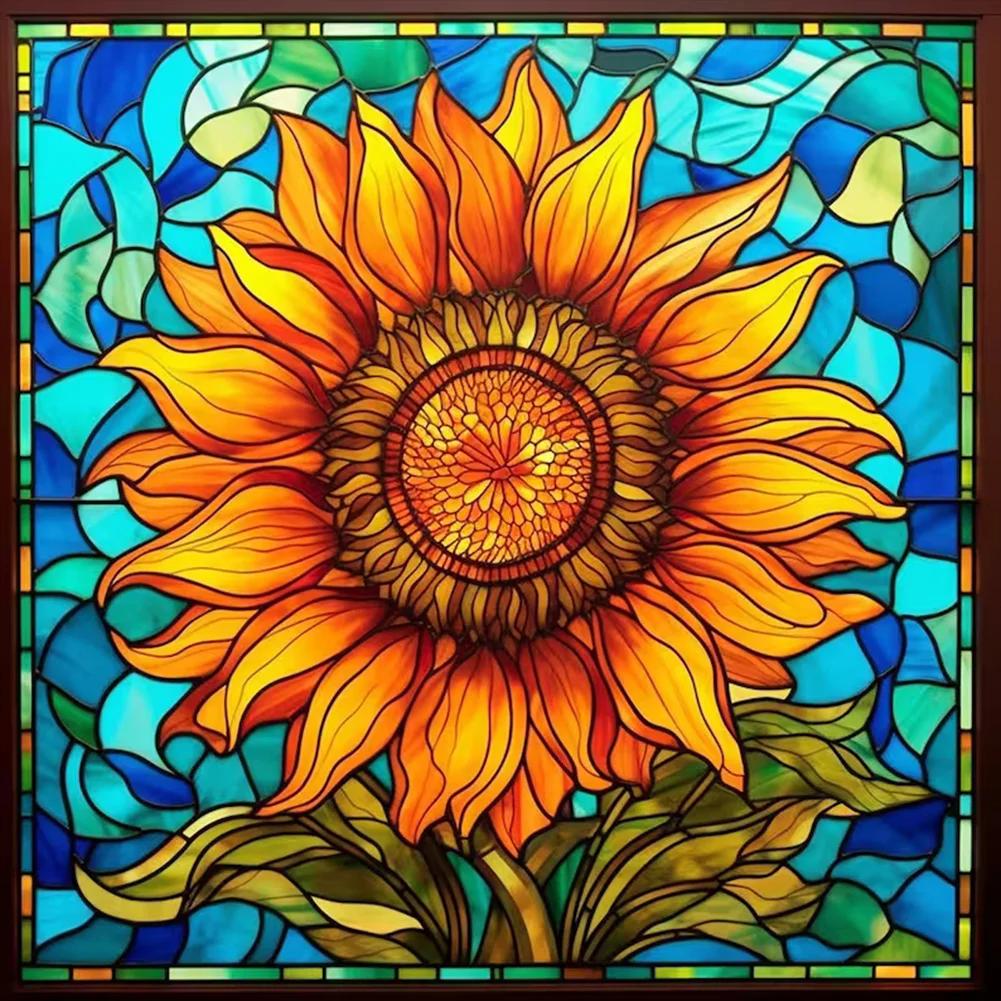 Paint by Numbers Kit Stained Glass Style Sunflower