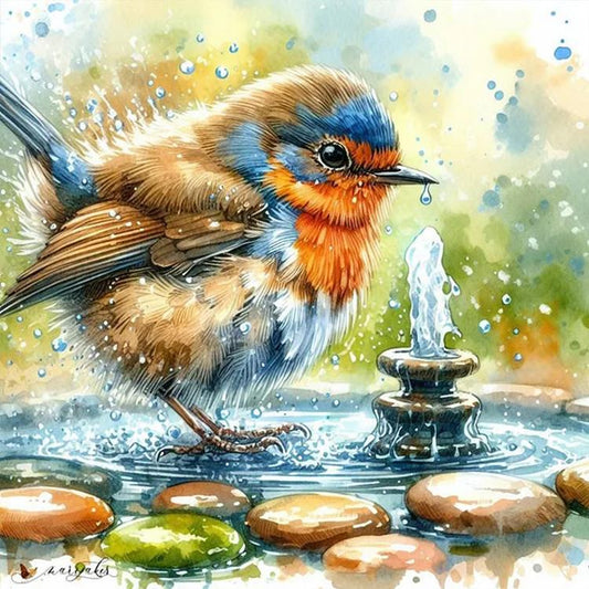 Paint by Numbers Kit Birds Drinking Water