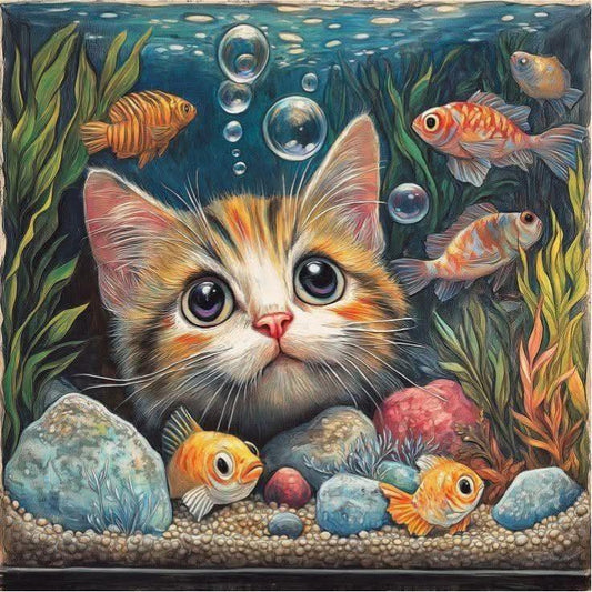 Paint by Numbers Kit The Cat Watching The Fish