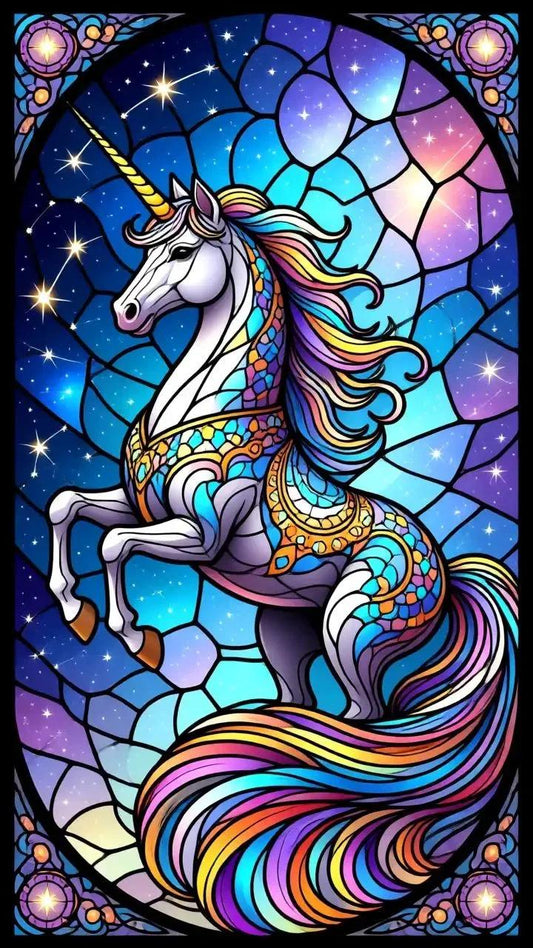 Paint by Numbers Kit Stained Glass Style Unicorn