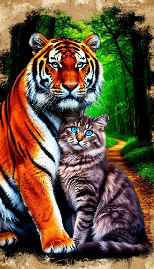 Paint by Numbers Kit Tiger and Cat