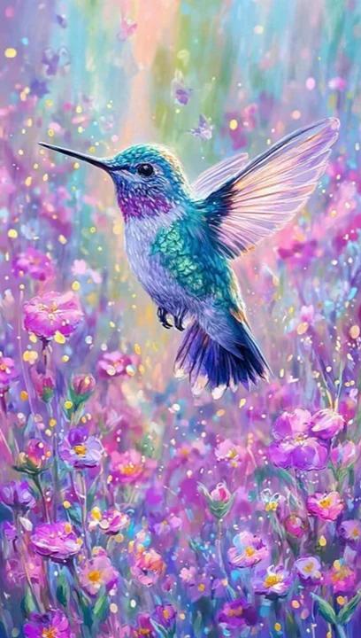 Paint by Numbers Kit Bird Among Flowers