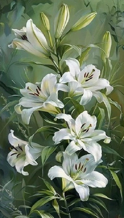 Paint by Numbers Kit White Flowers