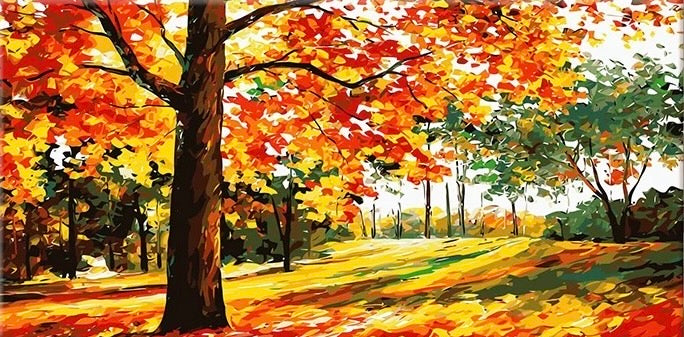 Paint by Numbers Kit Forest Autumn Scenery