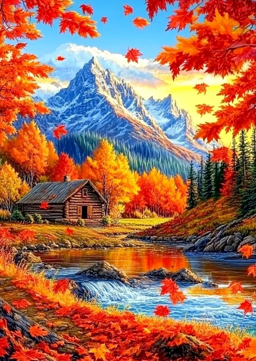 Paint by Numbers Kit Autumn Scenery