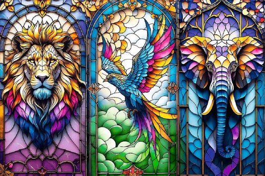 Paint by Numbers Kit Stained Glass Style Animals