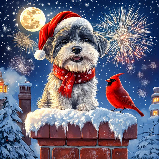 Paint by Numbers Kit Christmas Puppy And Bird