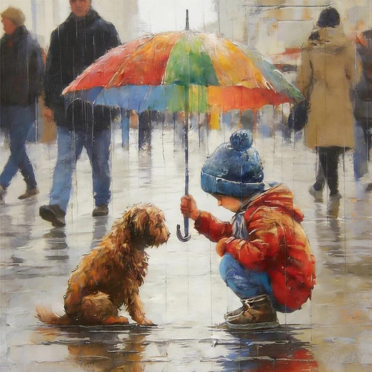 Paint by Numbers Kit Boy And Puppy