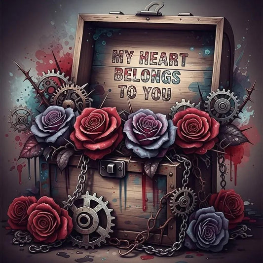 Paint by Numbers Kit Flowers In The Machine Box