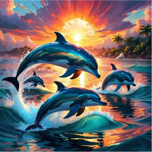 Paint by Numbers Kit Leaping Dolphins