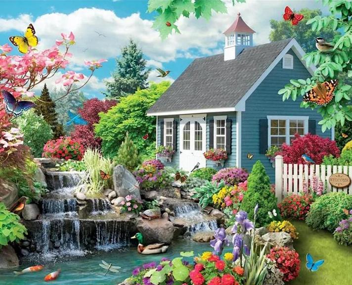 Paint by Numbers Kits Garden House