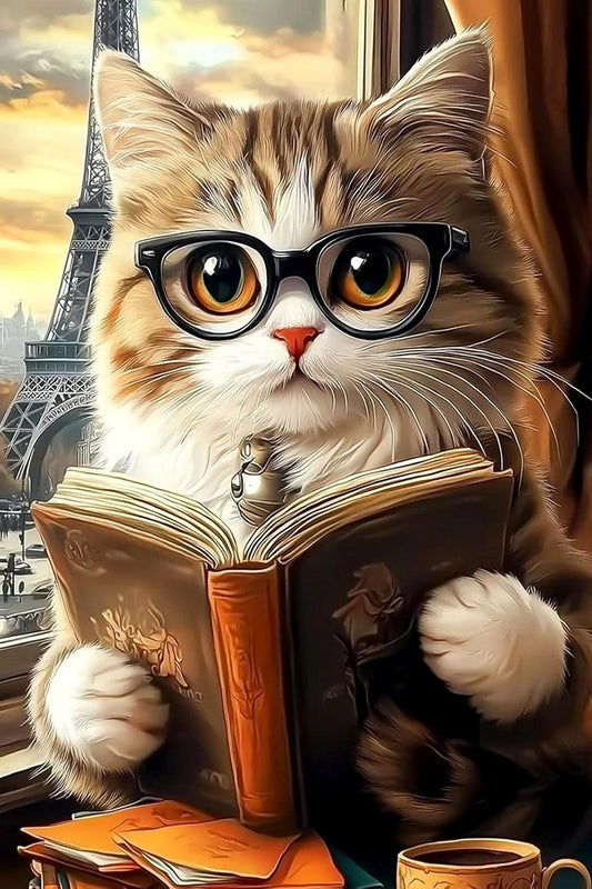 Paint by Numbers Kit Cat Reading Book