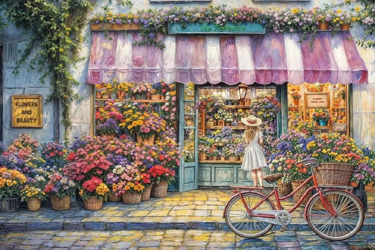 Paint by Numbers Kit Street Flower Shop