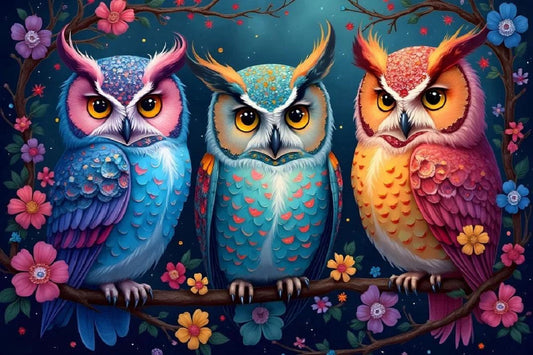 Paint by Numbers Kit Three Owls