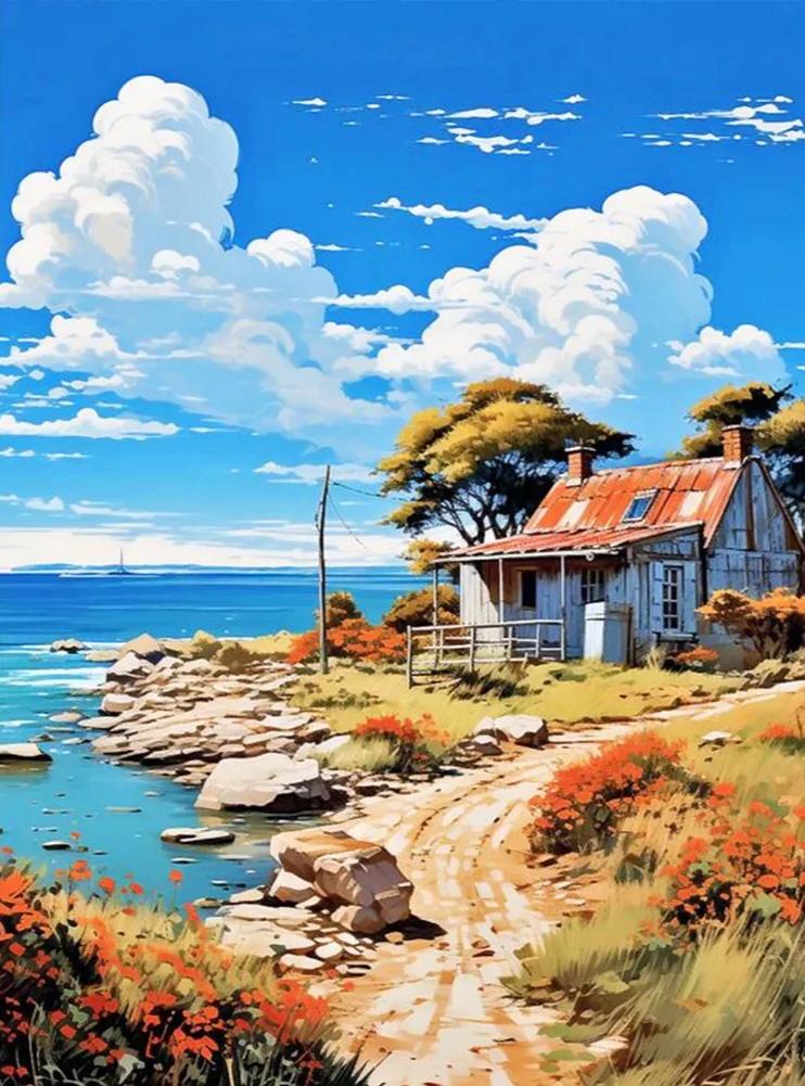 Paint by Numbers Kits Seaside Cottage Scenery
