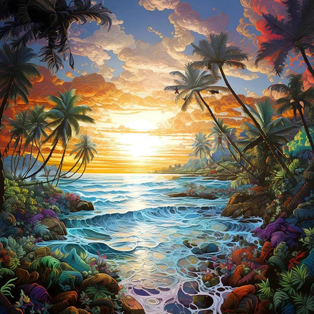 Paint by Numbers Kit Seaside Scenery