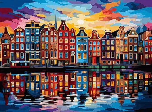 Paint by Numbers Kits Abstract Colorful Town