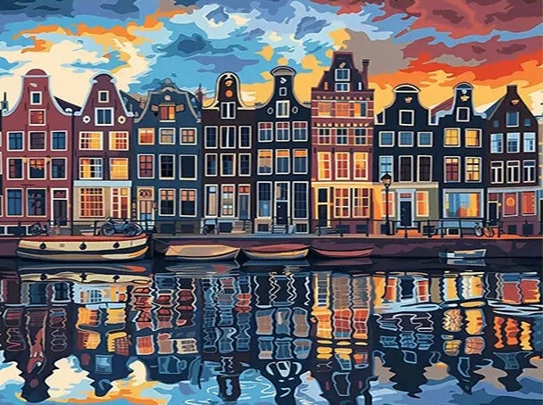 Paint by Numbers Kits Abstract Colorful Town