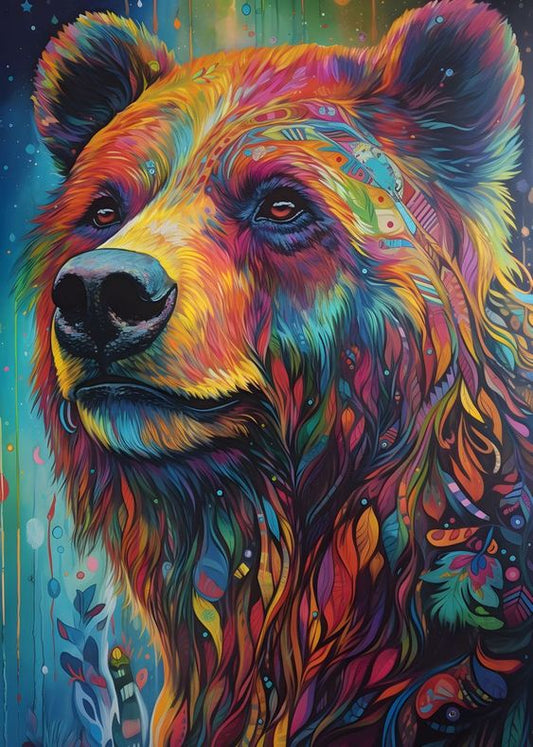 Paint by Numbers Kit Abstract Colorful Bear