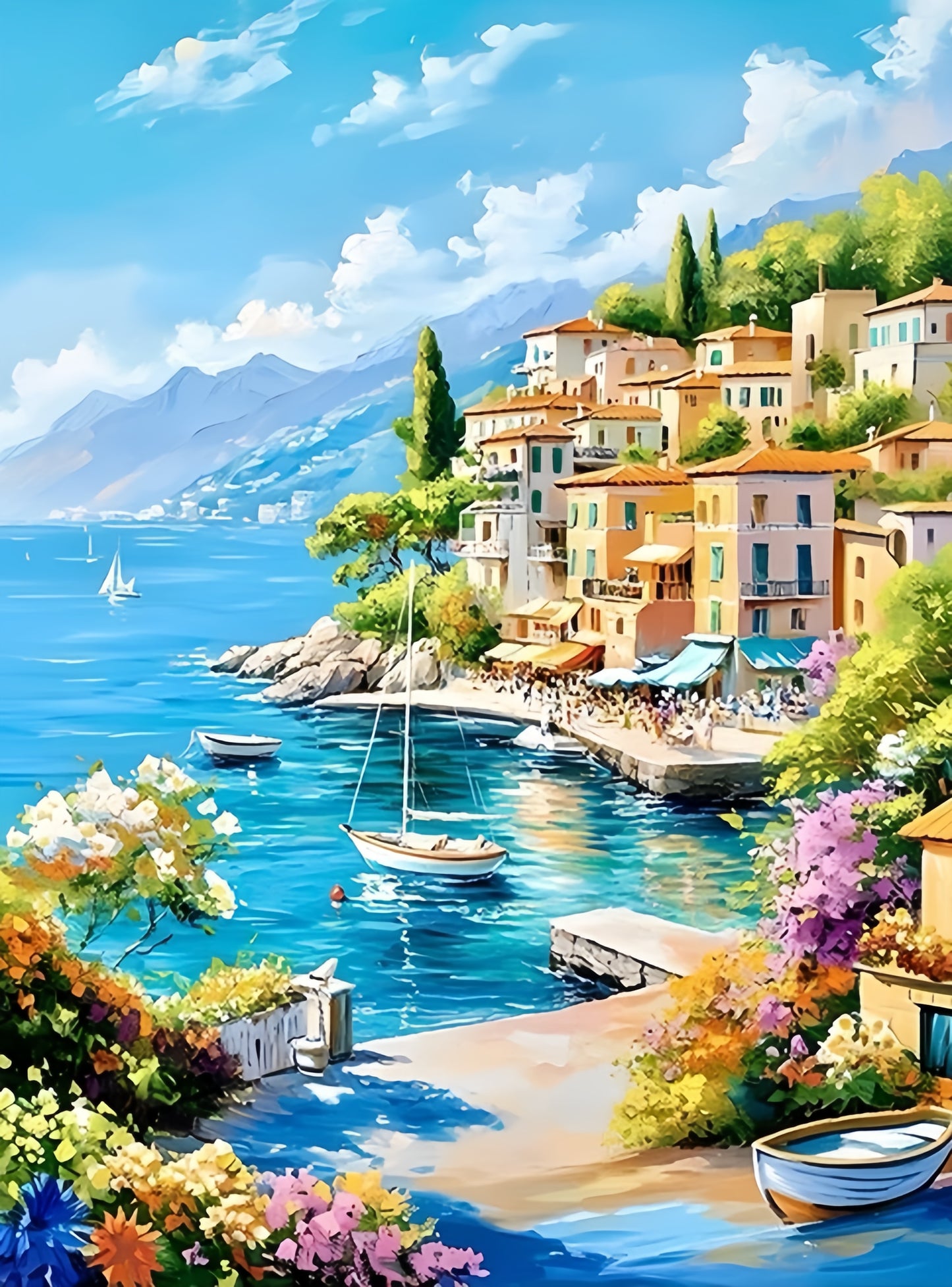 Paint by Numbers Kits Seaside Town Scenery