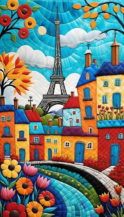 Paint by Numbers Kit Abstract Colorful Town