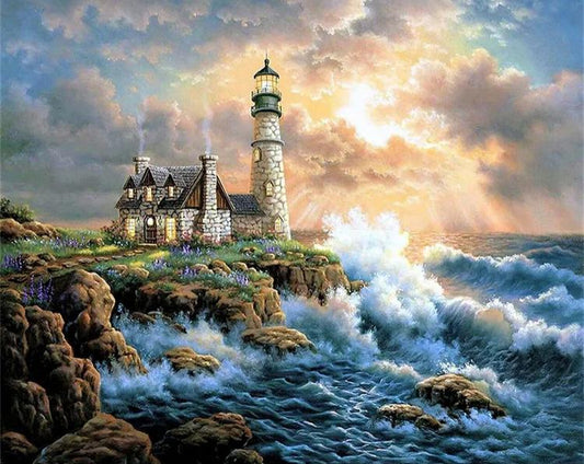 Paint by Numbers Kits Waves And Lighthouse
