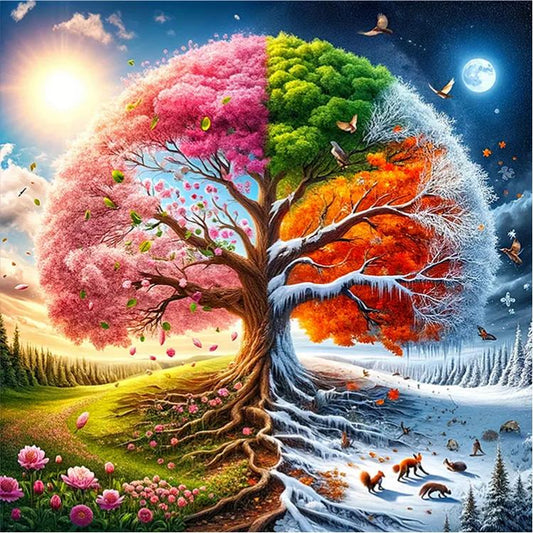 Paint by Numbers Kit Abstract Four Seasons Tree