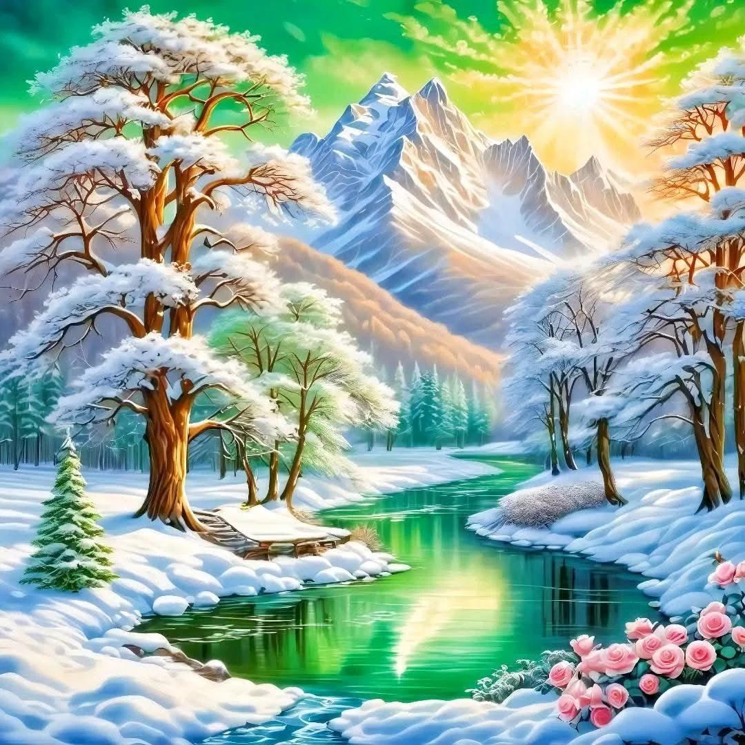 Paint by Numbers Kit Snow Mountain Scenery