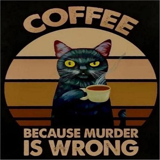 Paint by Numbers Kit Cat Drinking Coffee