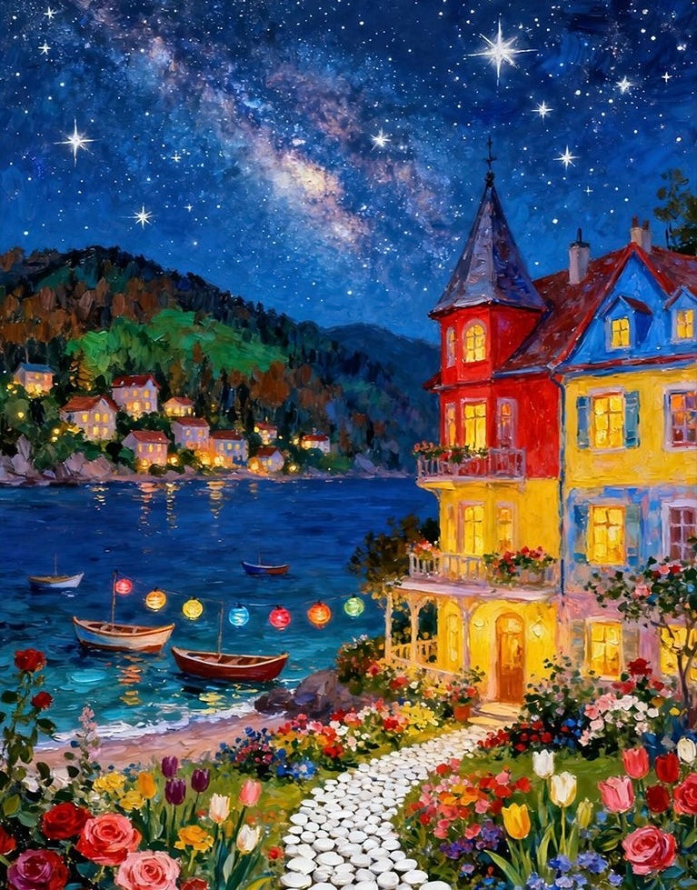 Paint by Numbers Kits Seaside Garden House