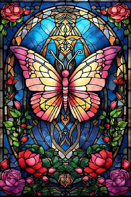 Paint by Numbers Kit Stained Glass Style Butterflies
